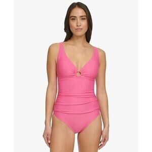Women's Tommy Hilfiger Pink One Piece Swimsuit Ring Detail Size 14 NWT